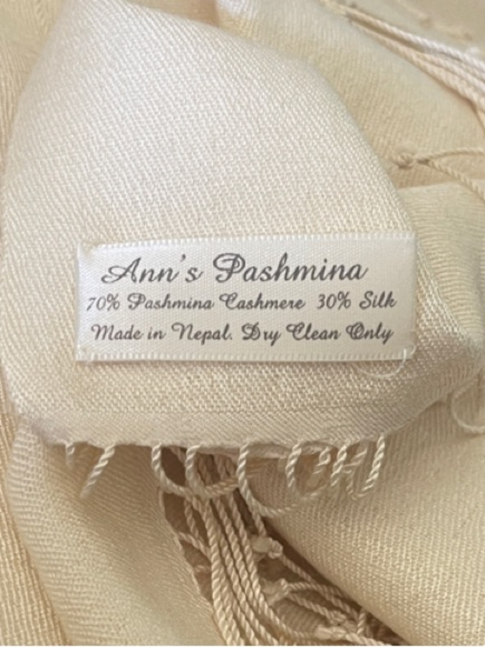 Ivory Pashmina Wrap with Fringe - Picture 5 of 5